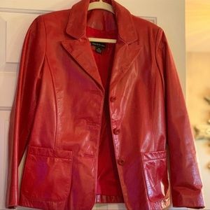 100% Red Leather Jacket (great condition)